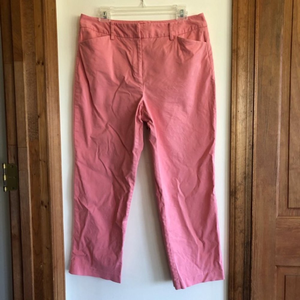 TALBOTS Stretch Pink Cotton Chino Ankle Pants 12 - Picture 1 of 16